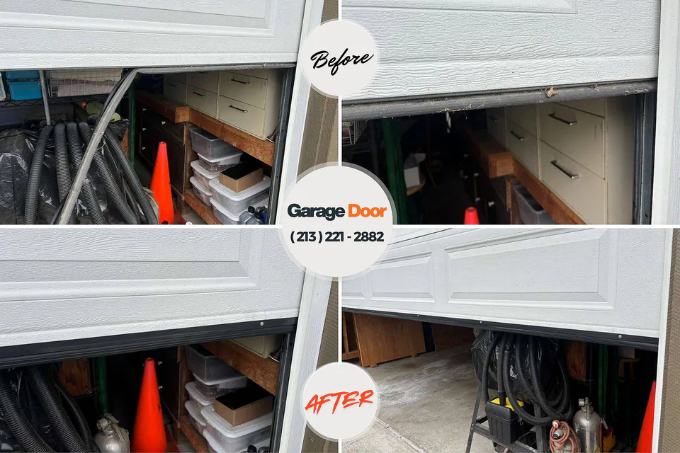 Before and after: garage door repair Cedar Rapids, IA
